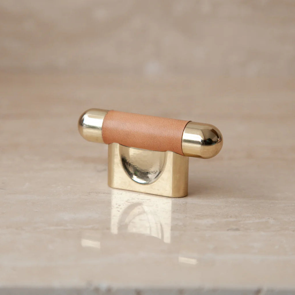 Mineral Leather Wrapped Metal Knob