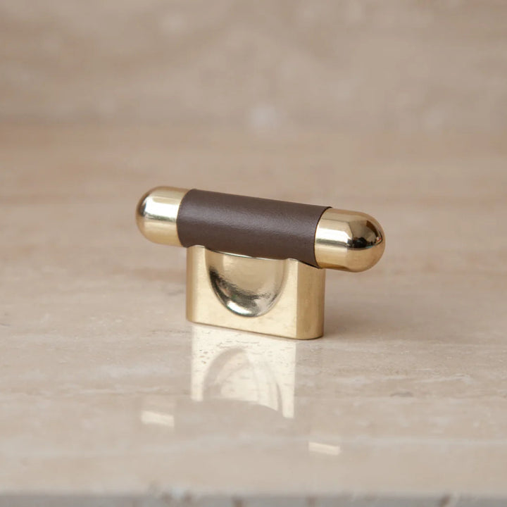 Mineral Leather Wrapped Metal Knob