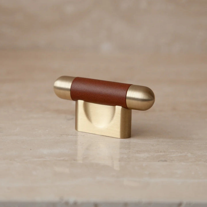 Mineral Leather Wrapped Metal Knob