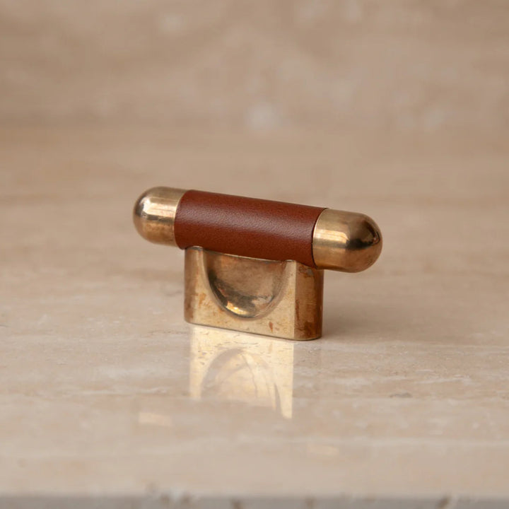 Mineral Leather Wrapped Metal Knob