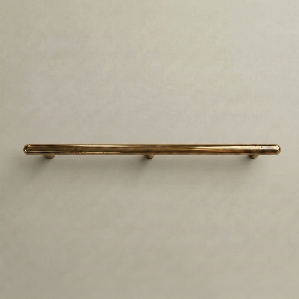 Bronze Chapman & Bose Mineral metal appliance bar pull, a long round bar on posts.