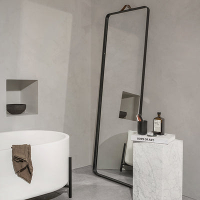 Leaning Bath Mirror by Modern Bathtub. Designed by Norm Architects for Menu.