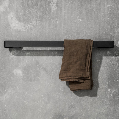 A stainless steel towel bar, powder coated in matte black or white offers a modern aesthetic for your bathroom.