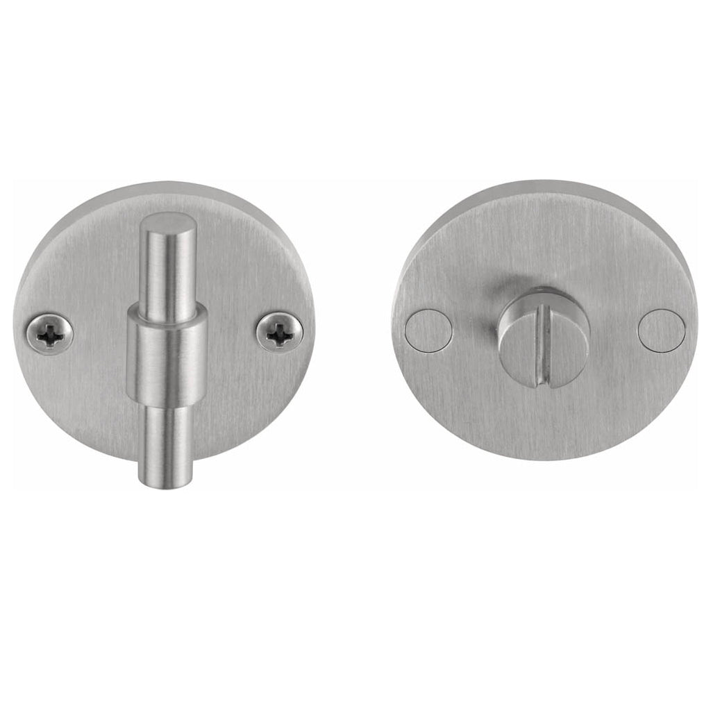 A pair of ONE by Piet Boon PBWC50/5 Privacy Set door knobs in stainless steel by Formani on a white background.