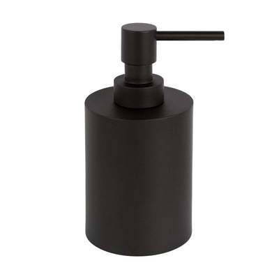 A black soap dispenser that's minimal and sleek