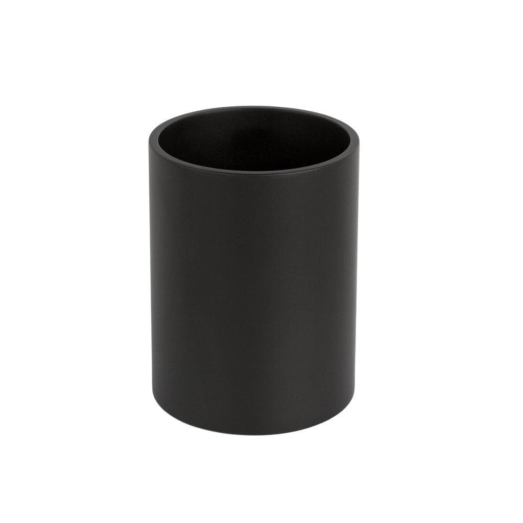 A satin black toothbrush holder by Formani