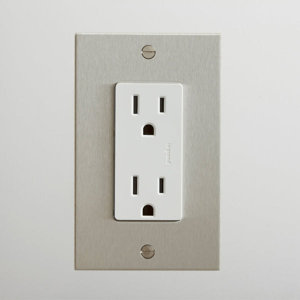 Outlets by Forbes & Lomax — Metal / Brushed Stainless Steel / Gray / 1 Gang Duplex