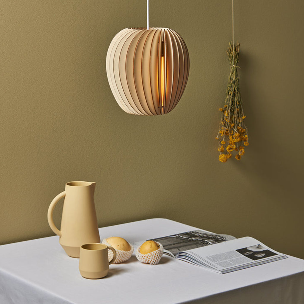 Round wooden pendant light