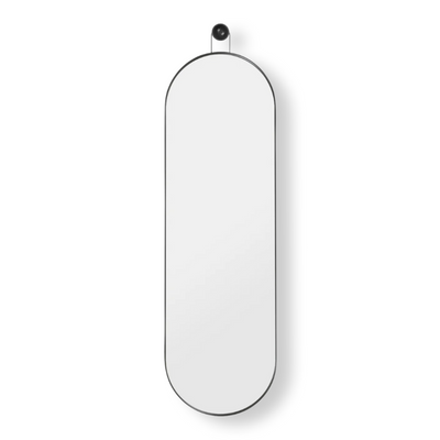 Long oval mirror with black frame