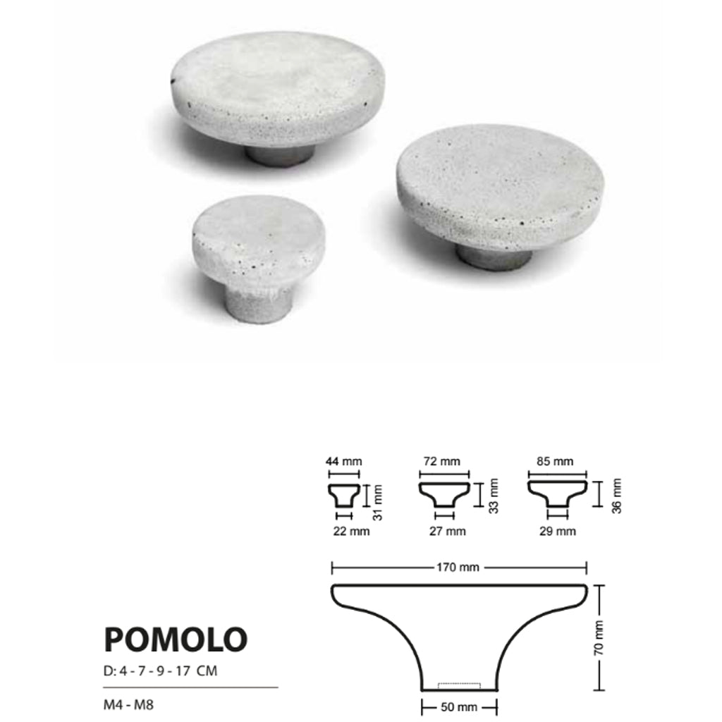A drawing of two Urbi et Orbi Pomolo Knobs/Hooks and a table.