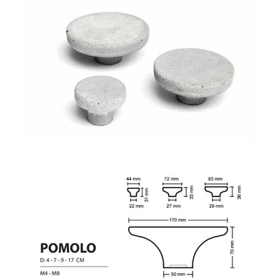 A drawing of two Urbi et Orbi Pomolo Knobs/Hooks and a table.