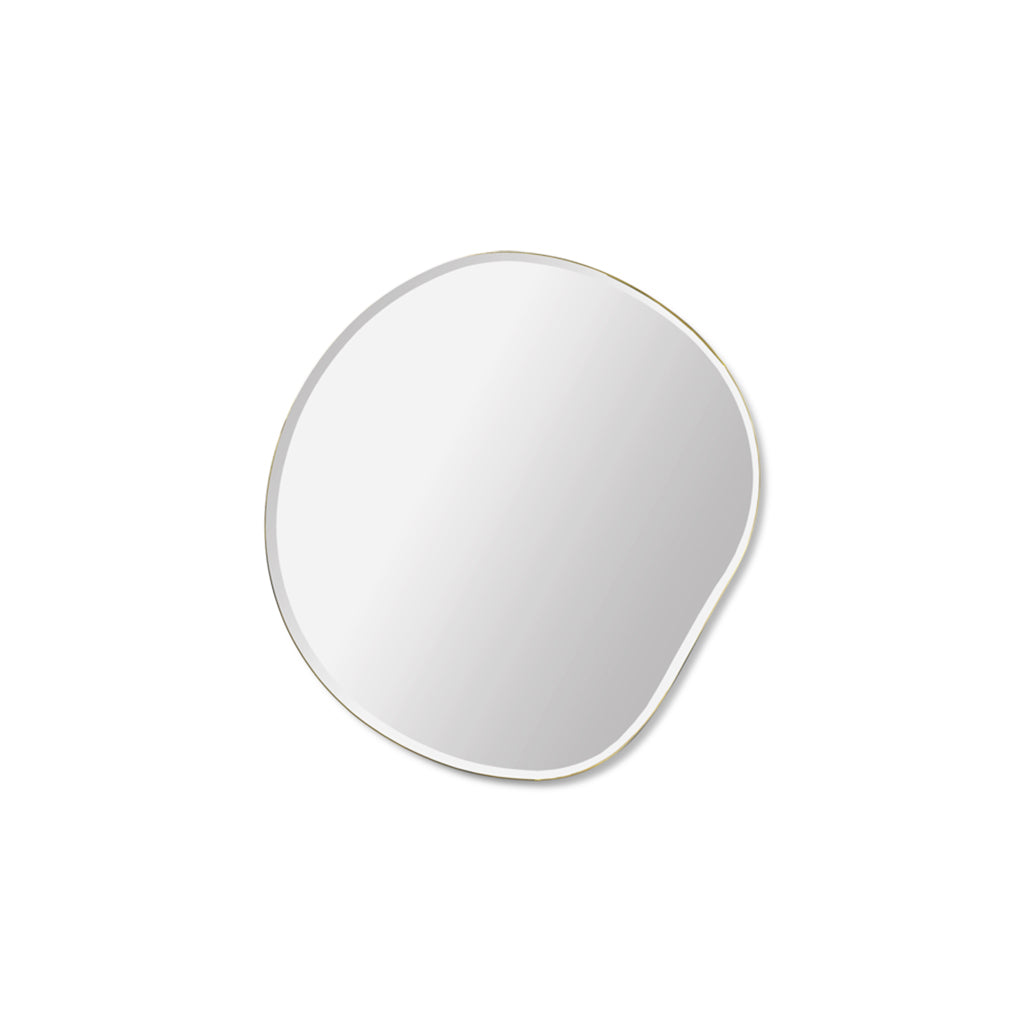 A Ferm Living Pond Mirror Small on a white wall.