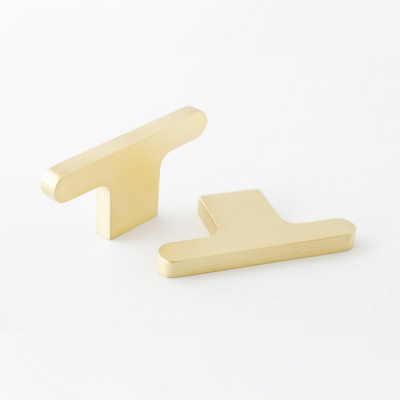 T shaped knobs in brushed brass