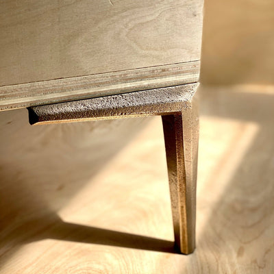 PYRA series furniture/vanity leg, 6" tall, in warm bronze.