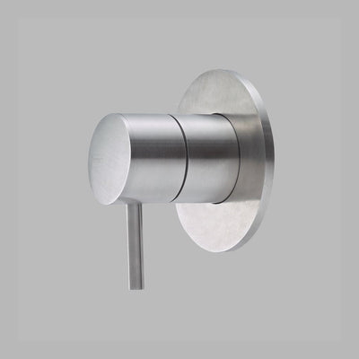 A dline circle thermostat in stainless steel.