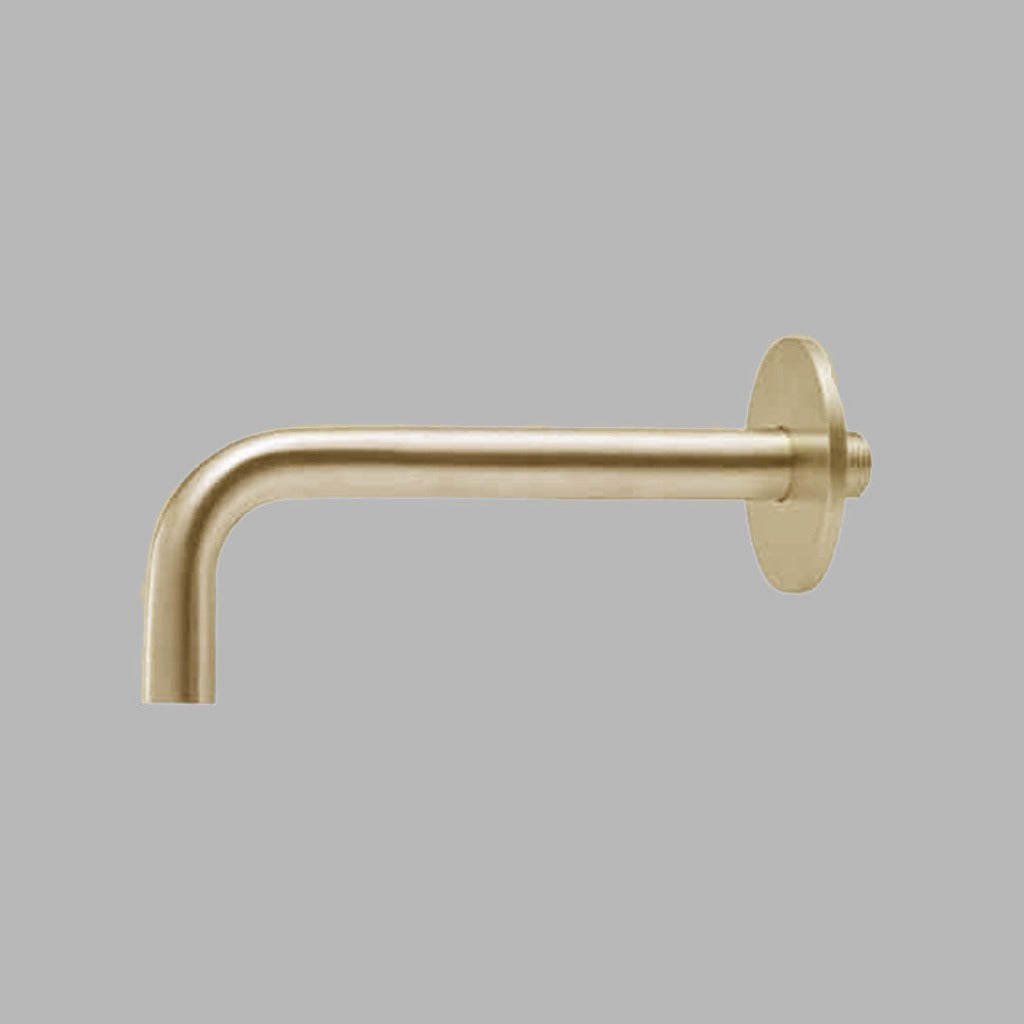 A dline spout for sink in satin brass.