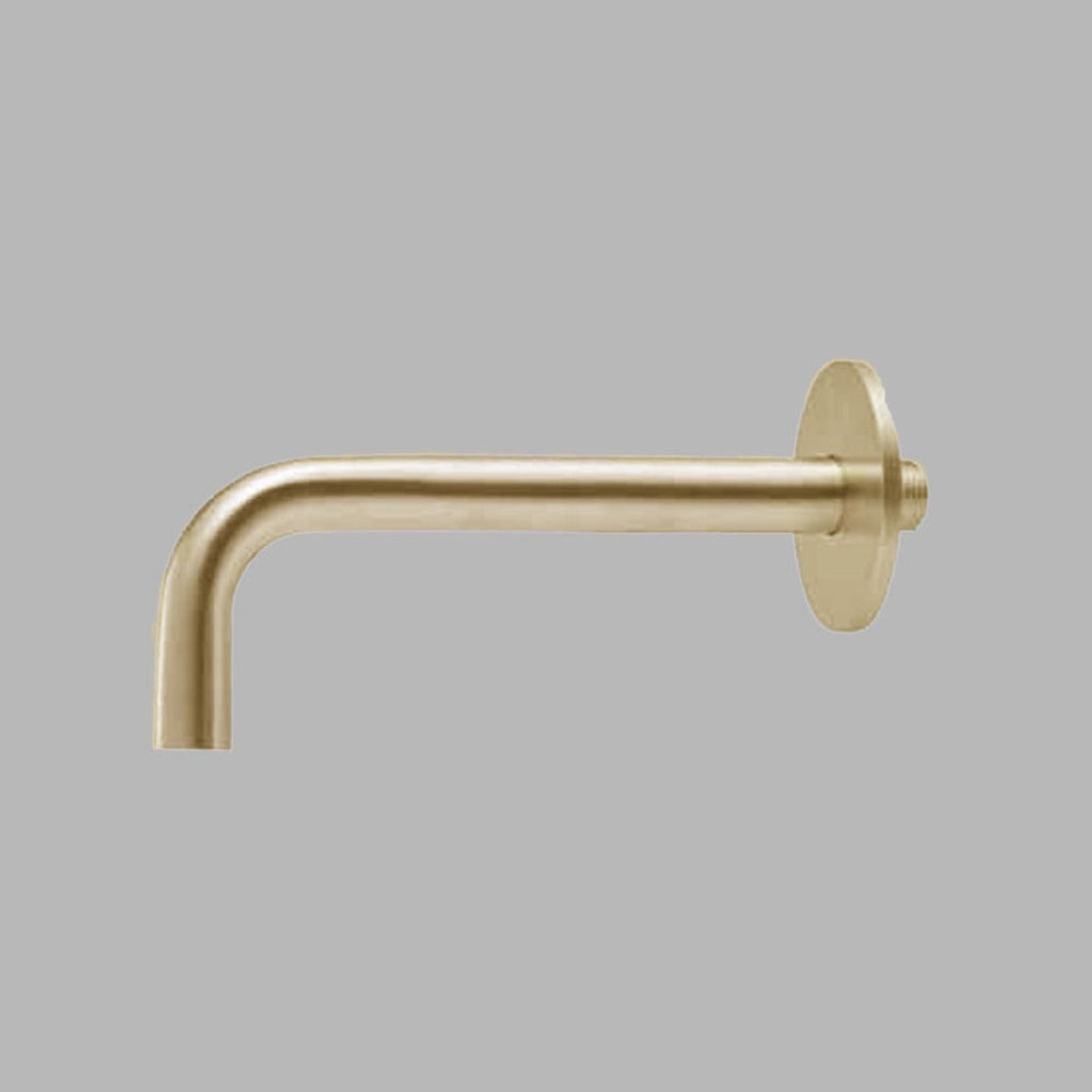 A dline spout for bath in satin brass.