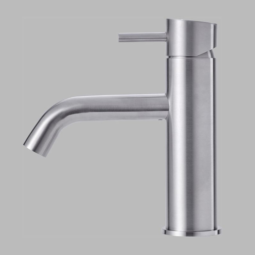 qtoo faucet by d line crafted from AISI 316 marine grade stainless steel shown here in satin stainless finish