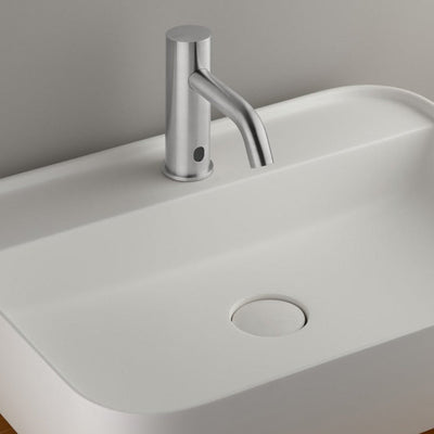 Qtoo Single Hole Sensor Tap in satin stainless steel installed