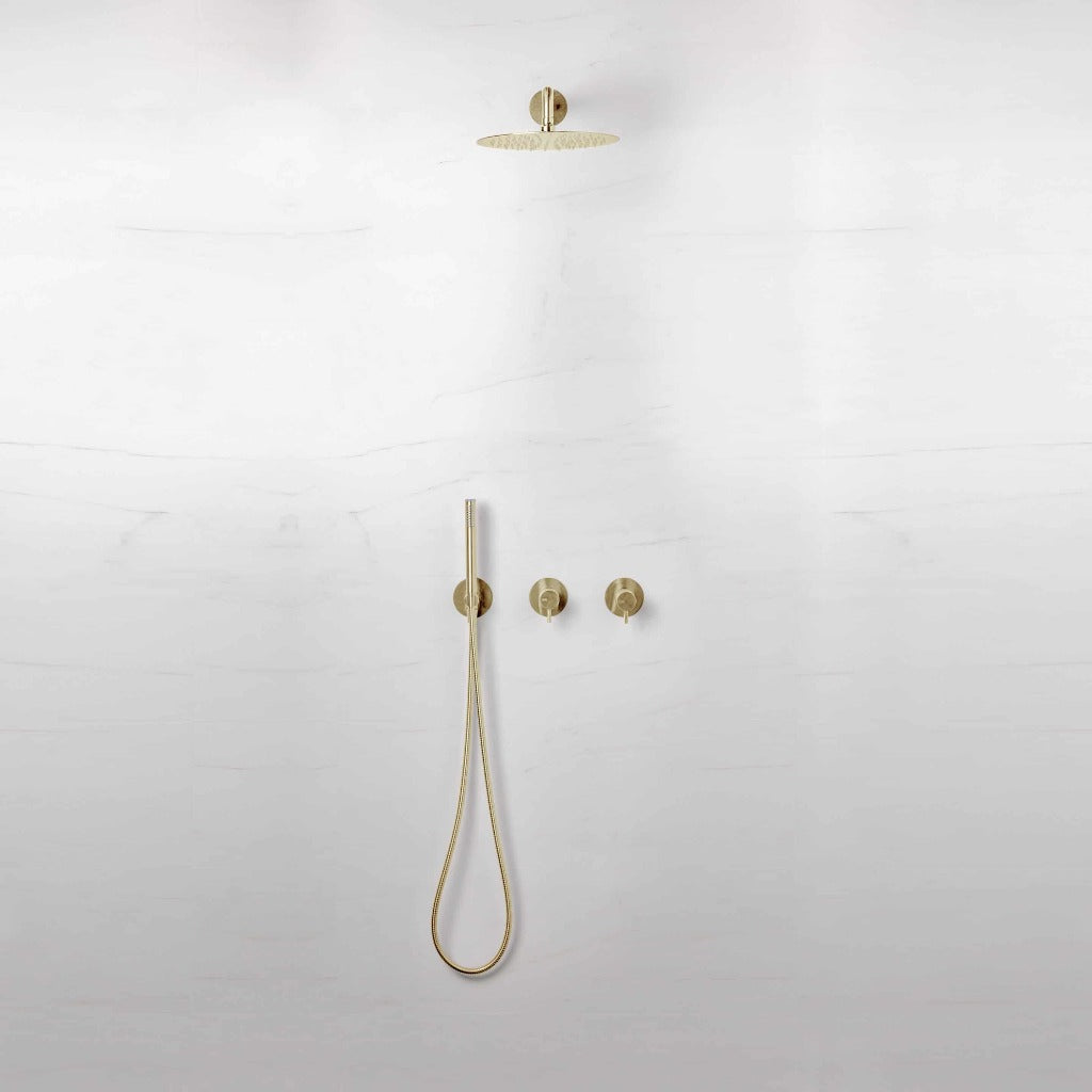 QTOO Two-Way Thermostat Shower in Brushed Brass