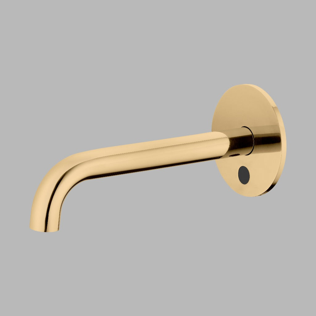 Qtoo Wall Mounted Sensor Tap 190mm Polished Brass