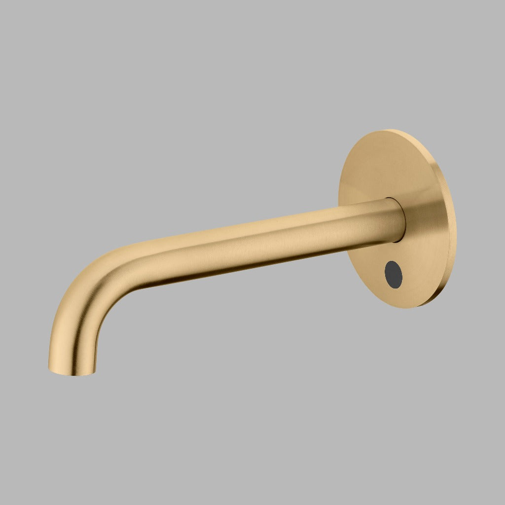 Qtoo Wall Mounted Sensor Tap 190mm Satin Brass