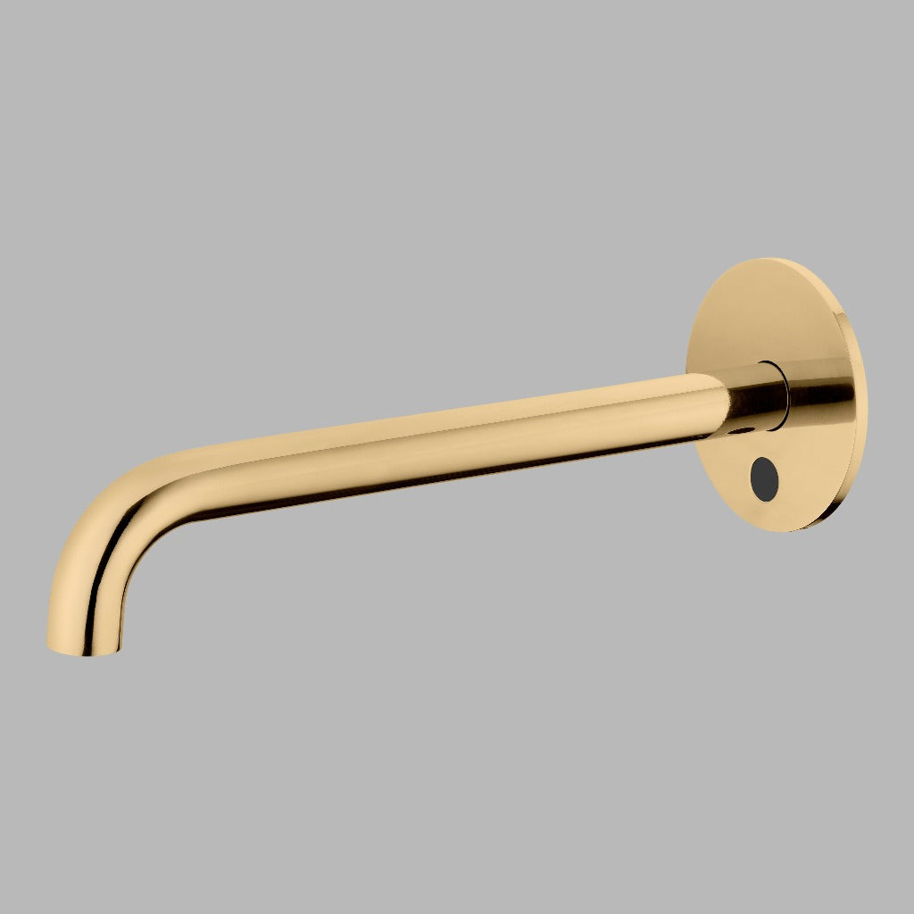 Qtoo Wall Mounted Sensor Tap 250mm Polished Brass