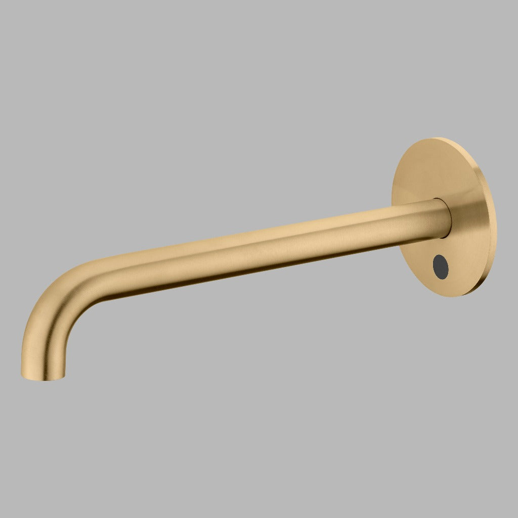 Qtoo Wall Mounted Sensor Tap 250mm Satin Brass