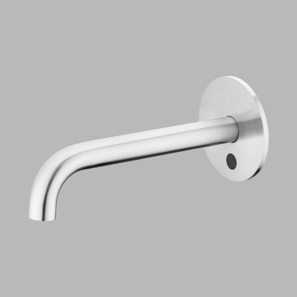 Qtoo Wall Mounted Sensor Tap 190mm Satin Stainless Steel