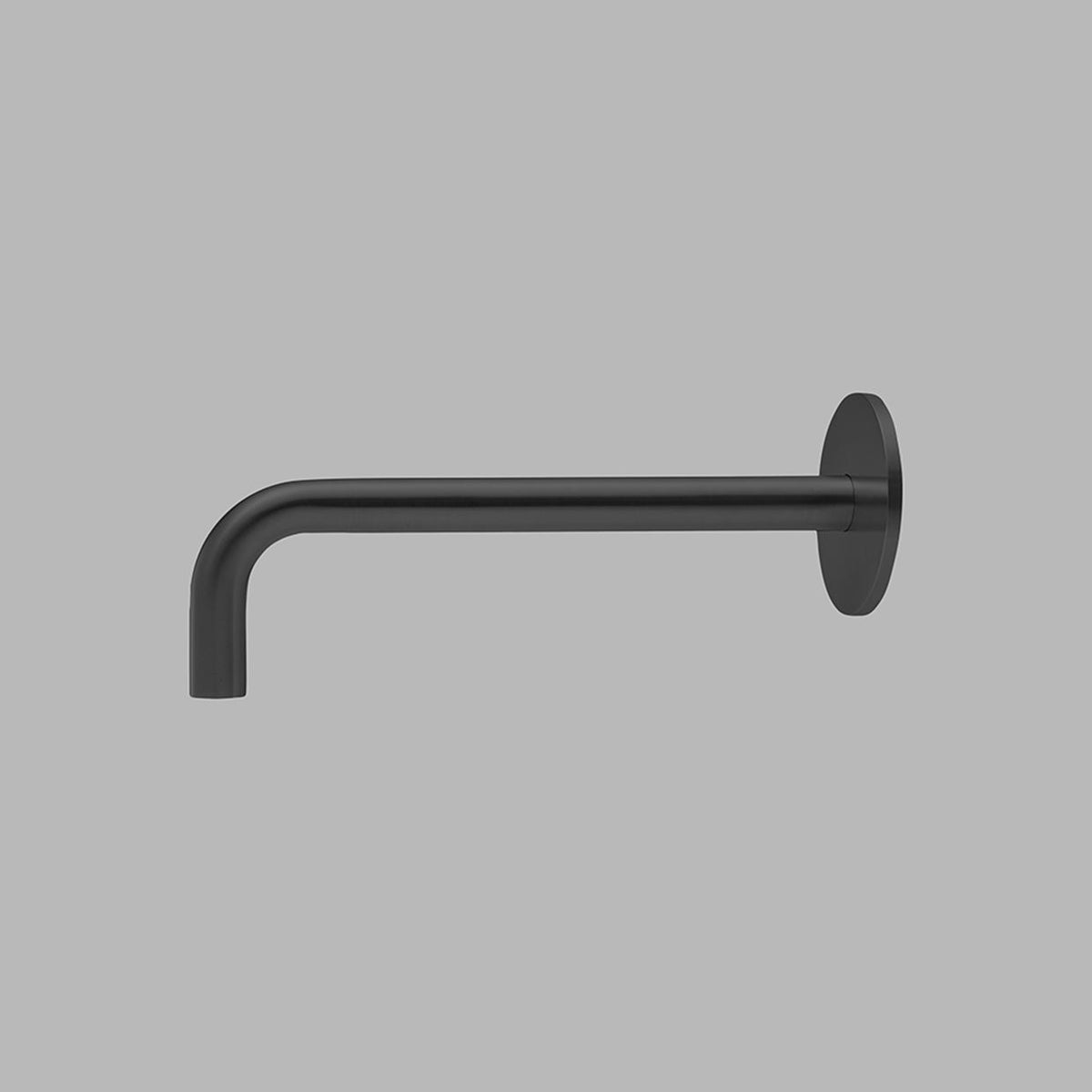 Gunmetal d line Qtoo wall-mounted tap spout, a slim curved spout on a round rose.
