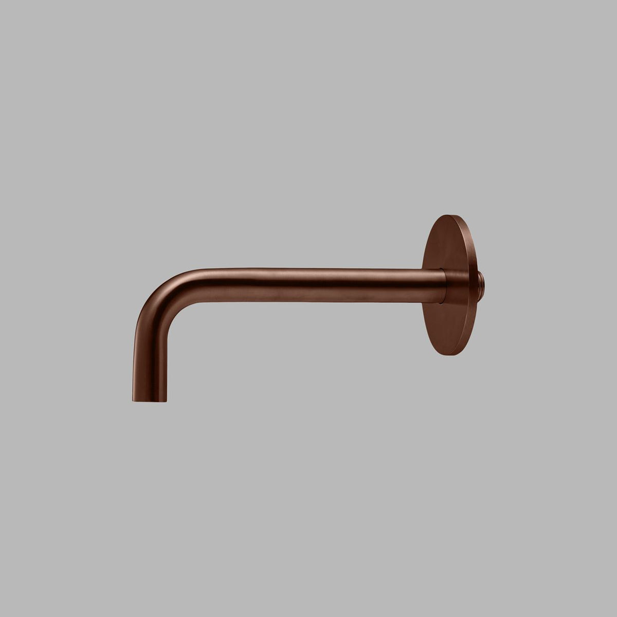 PVD copper d line Qtoo wall-mounted tap spout, a slim curved spout on a round rose.
