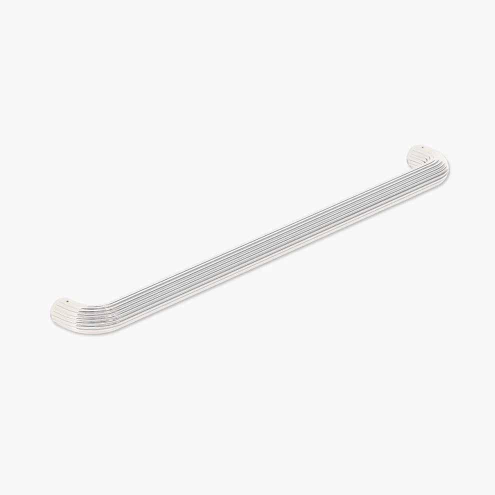 Nickel Support Rail Grab Bar with decorative fluted detail on a white background