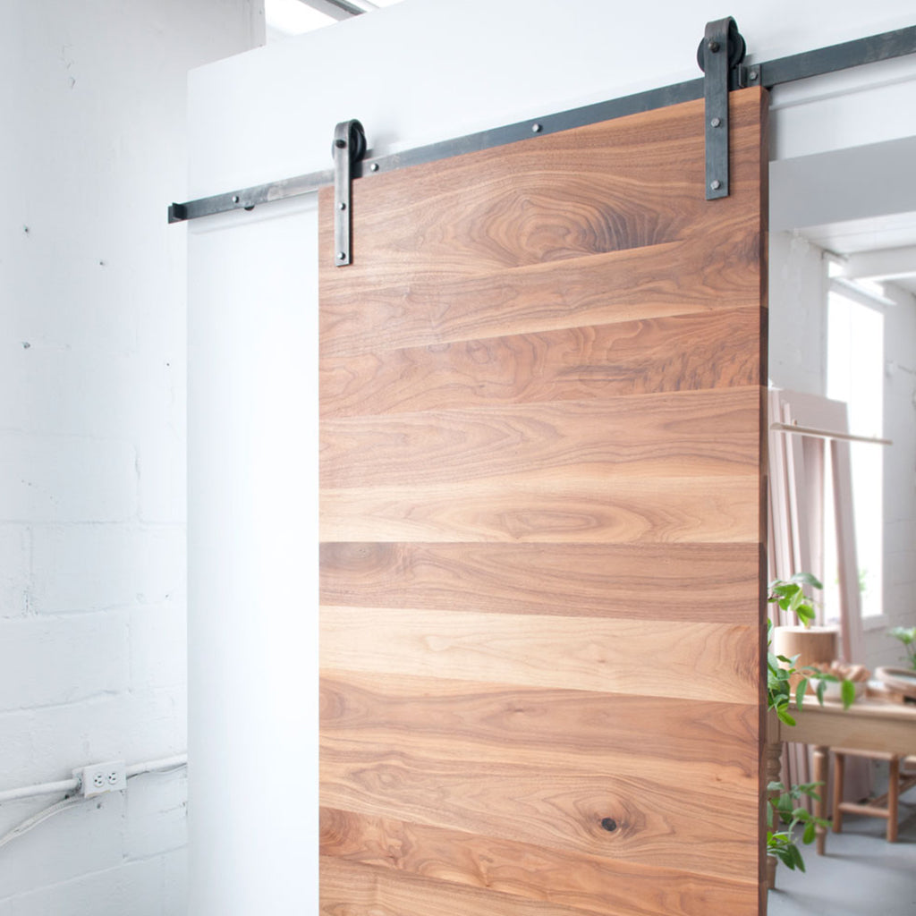 face mount raw steel barn door hardware