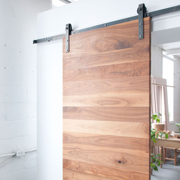 face mount raw steel barn door hardware