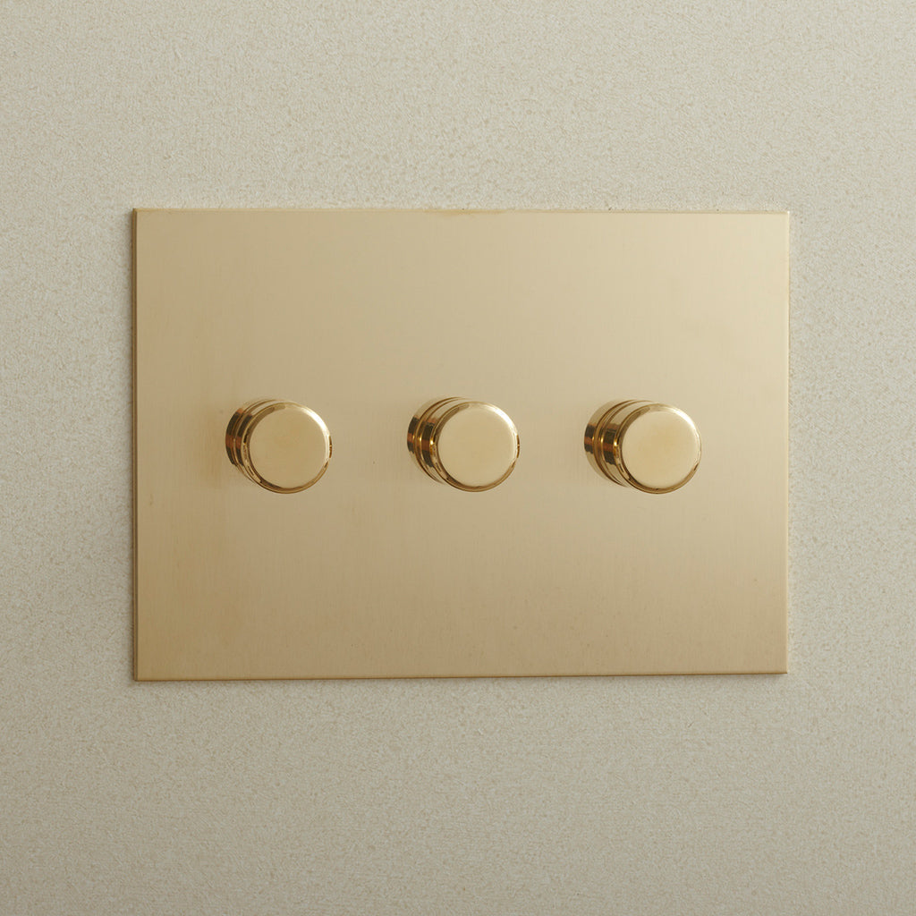 Metal plate rotary dimmer by Forbes & Lomax, detail view.