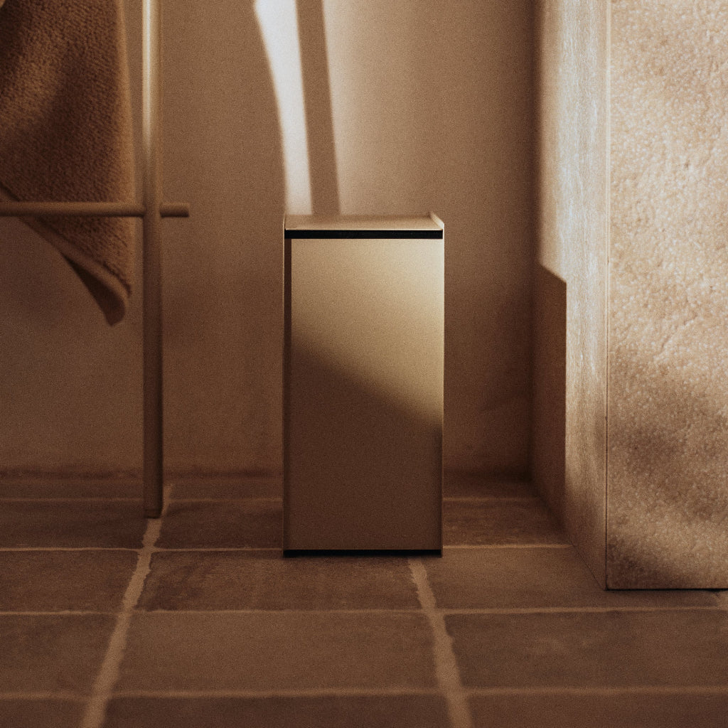 stainless steel garbage bin in situ