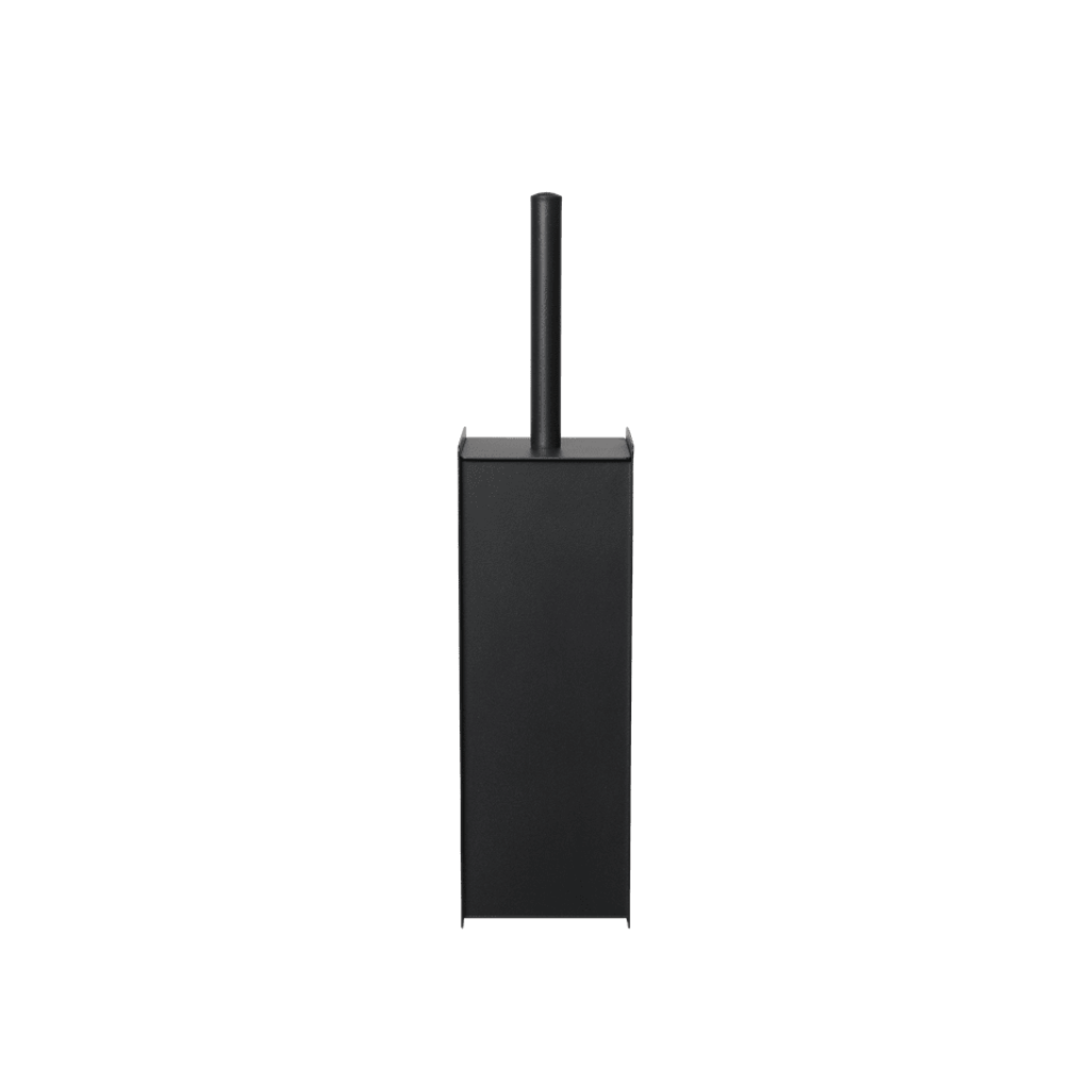 Sama toilet brush in black stainless steel with a minimalist, cylindrical design on a white background.