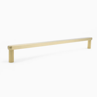 Ribbed appliance pull in satin brass.