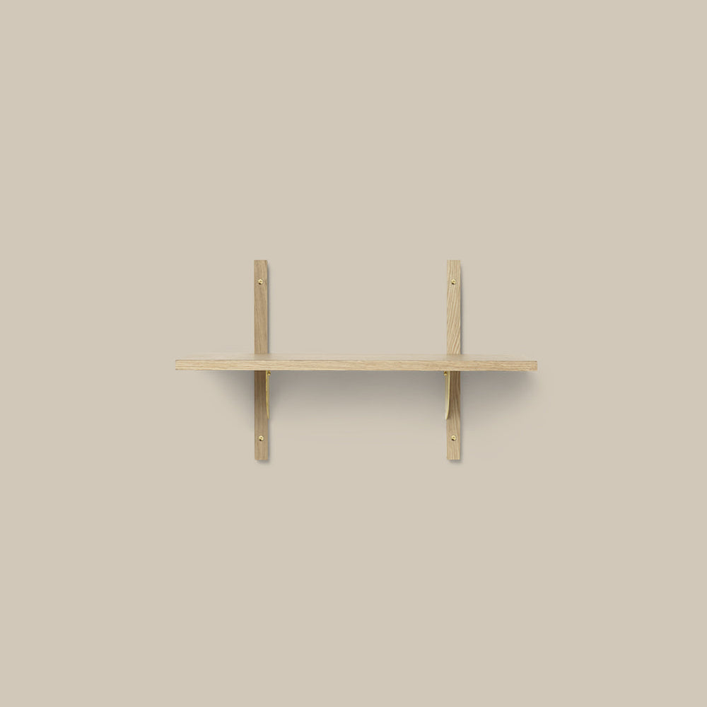 Sector Shelf Single Narrow Oak and Brass