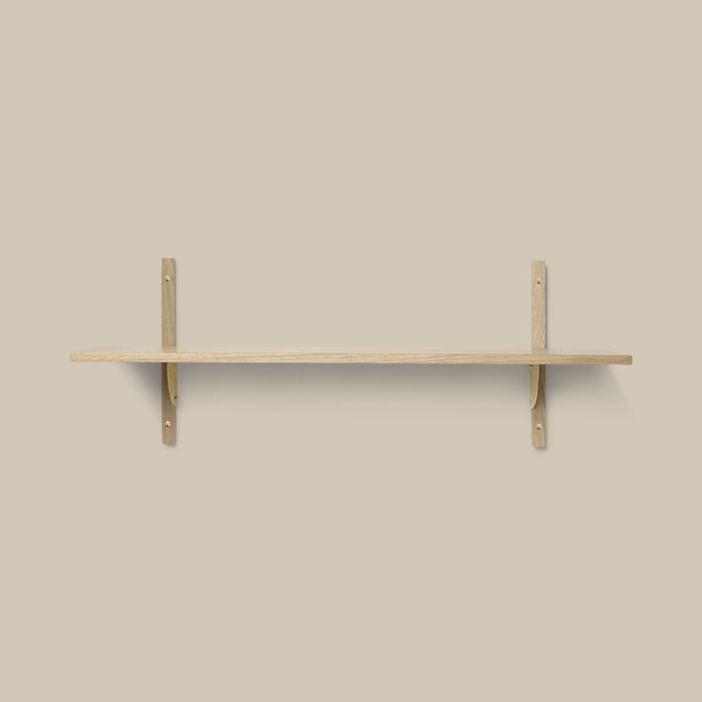 Sector Shelf Single Wide Oak and Brass