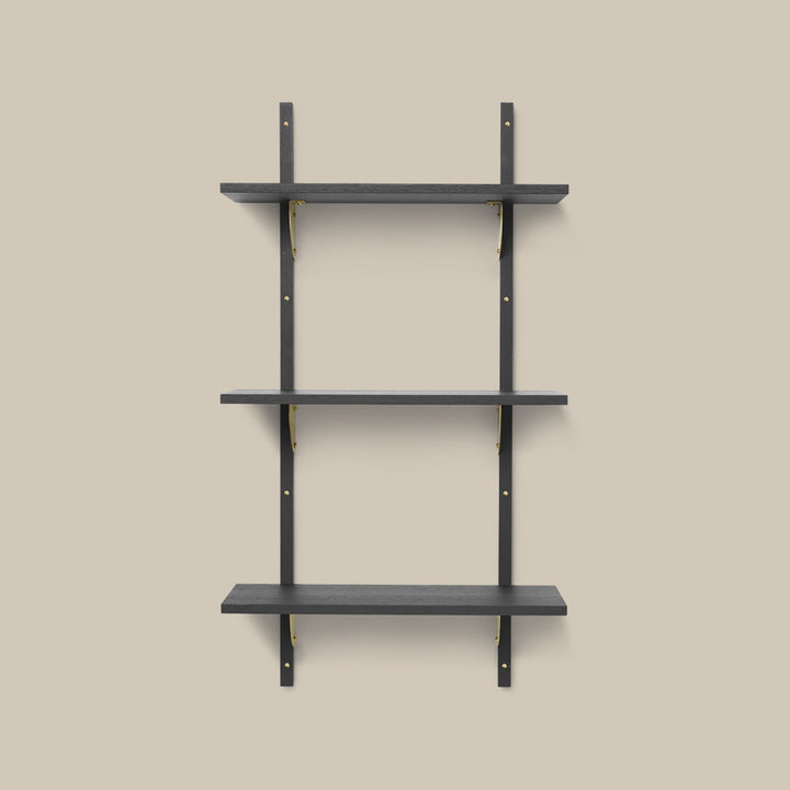 Sector Shelf Triple Narrow Black and Brass