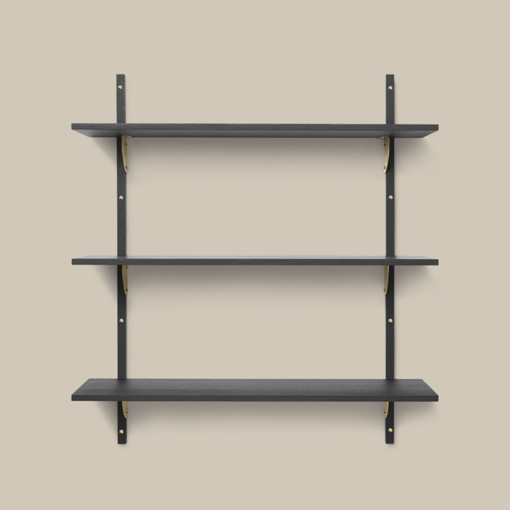 Sector Shelf Triple Wide Black and Brass