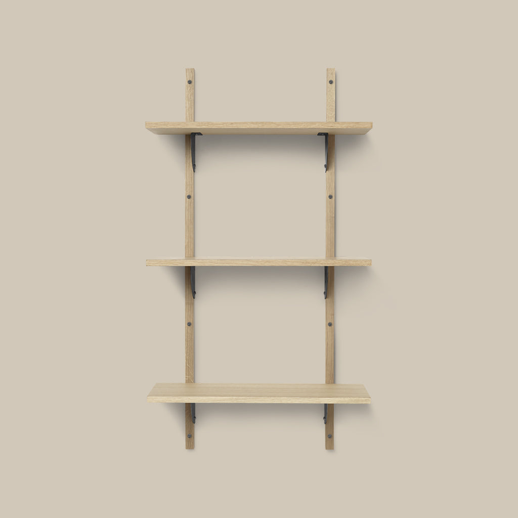 Sector Shelf Triple Narrow Oak and Black