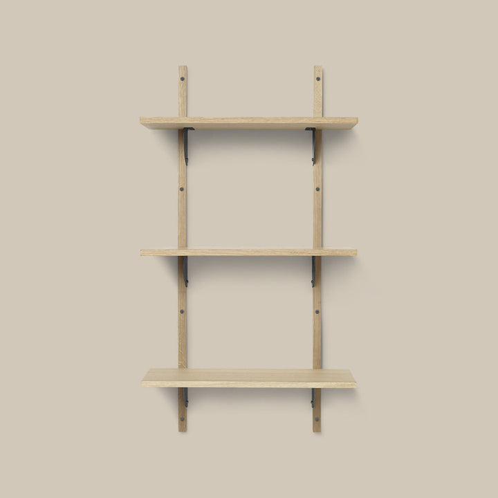 Sector Shelf Triple Narrow Oak and Black