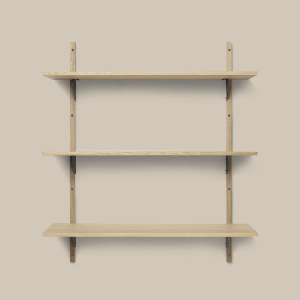 Sector Shelf Triple Wide Oak and Black