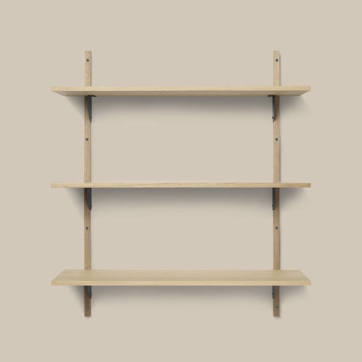 Sector Shelf Triple Wide Oak and Black