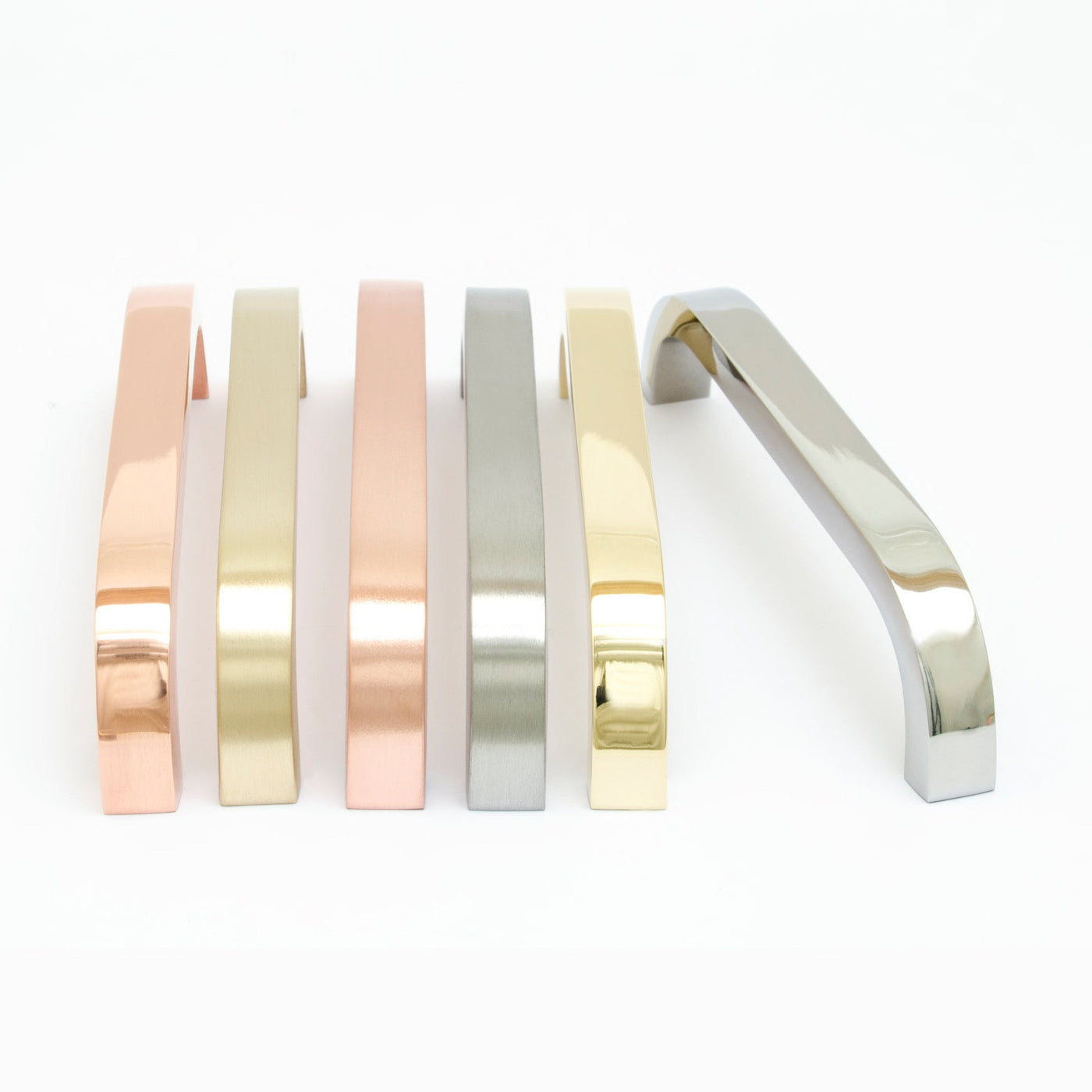 A set of four Baccman Berglund Slim Pull metal handles on a white background.