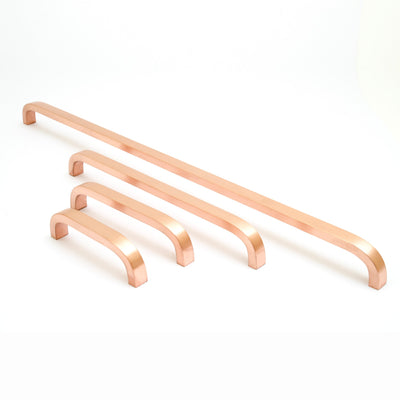 Slim, modern and elegant handles in solid copper. Brushed or polished copper options