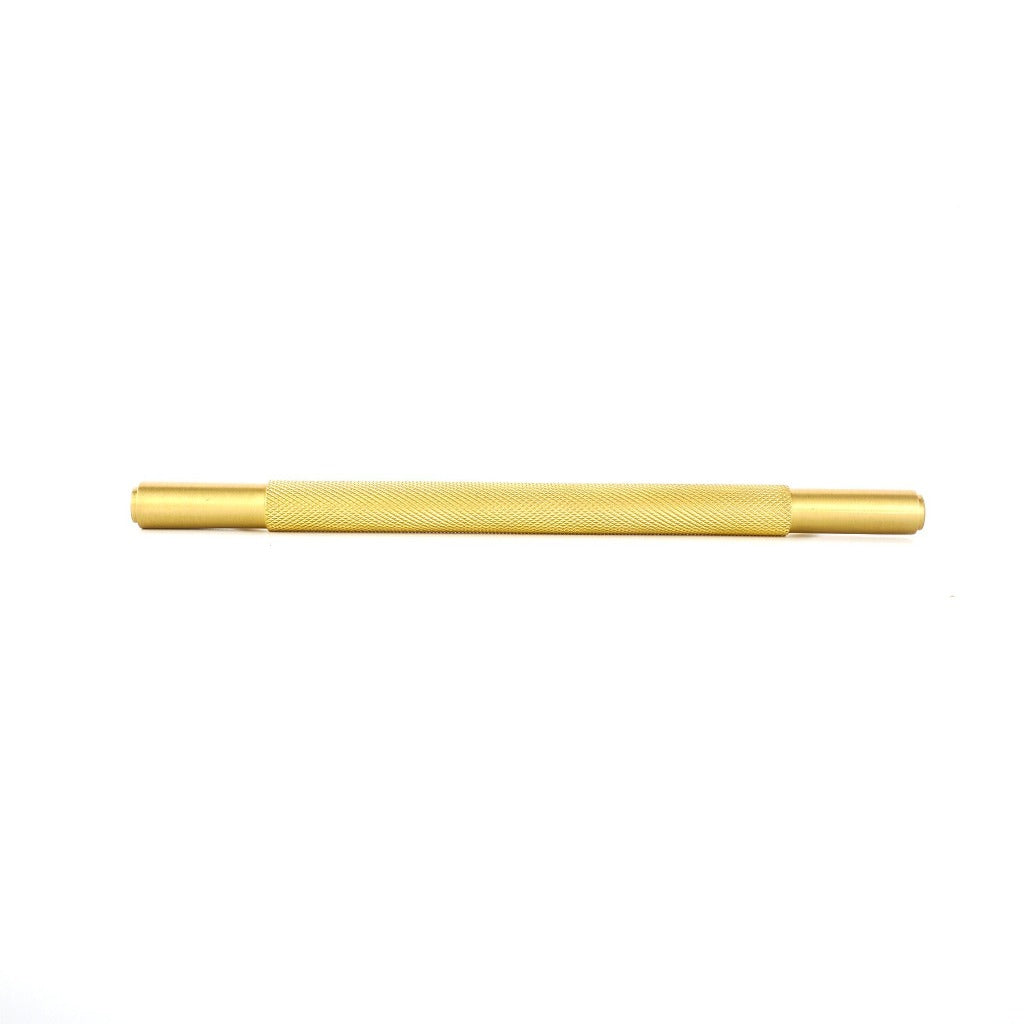Specter Knurled Cabinet Pull in brass, silver and black