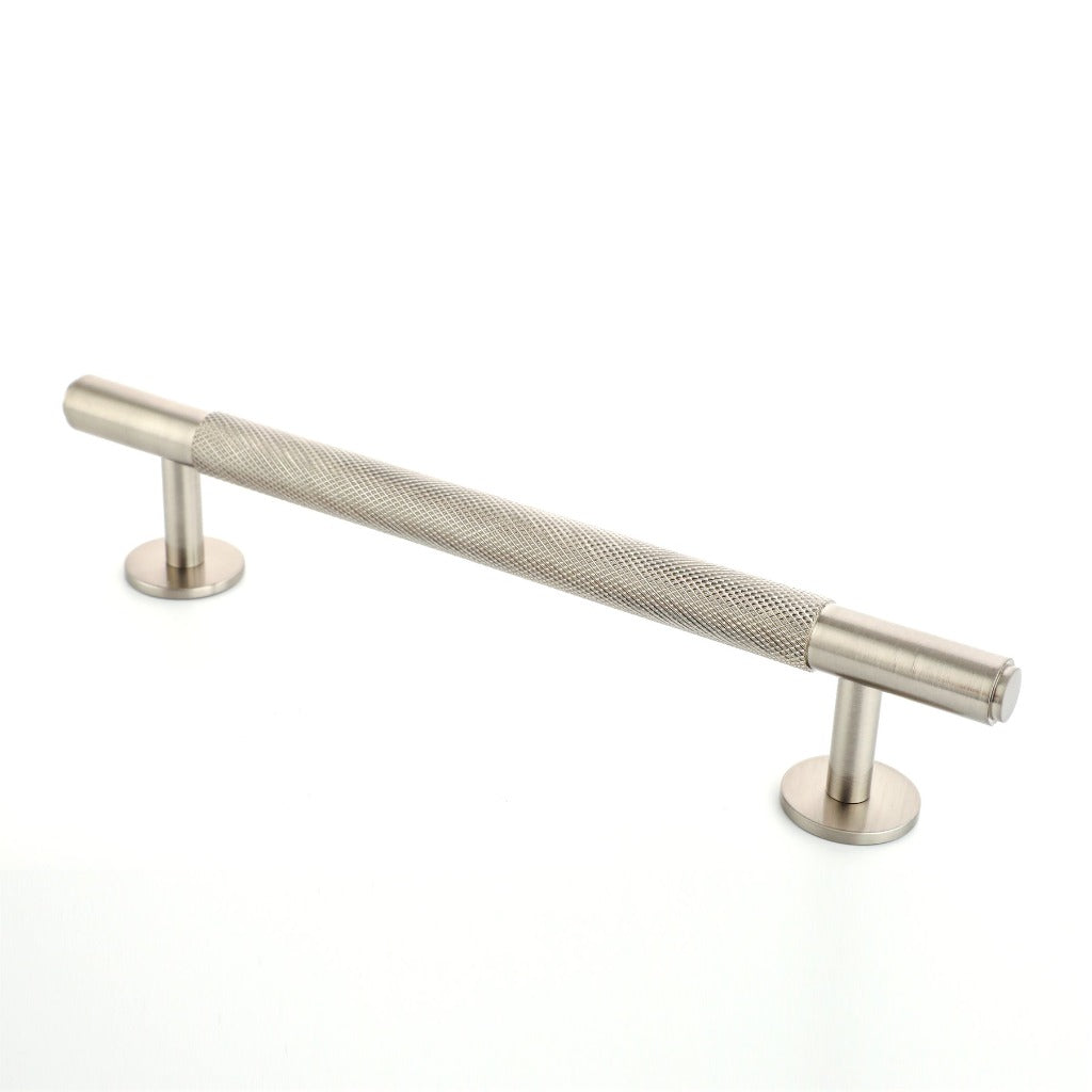 Specter Knurled Cabinet Pull in brass, silver and black